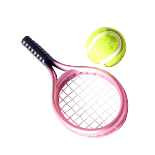 iplusmile Mini Raquetas de Tenis con Pelota para Decoración de Maquetas Accesorios Deportivos Colores Aleatorios Resistentes y para Casas Miniatura y Manualidades Color Color Aleatorio