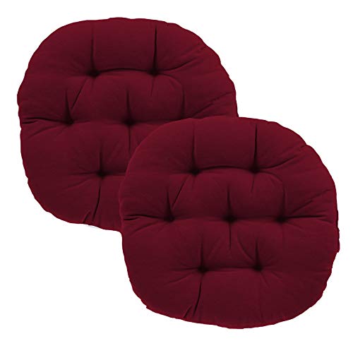 DADDY COOL Decorative Round Indoor Outdoor Sofa Chair Pad/Dining/Office/Plastic/Floor Back Seat Tufted Chair Cushion Handmade Quilting Set of 2 (18' Inch Round) Maroon