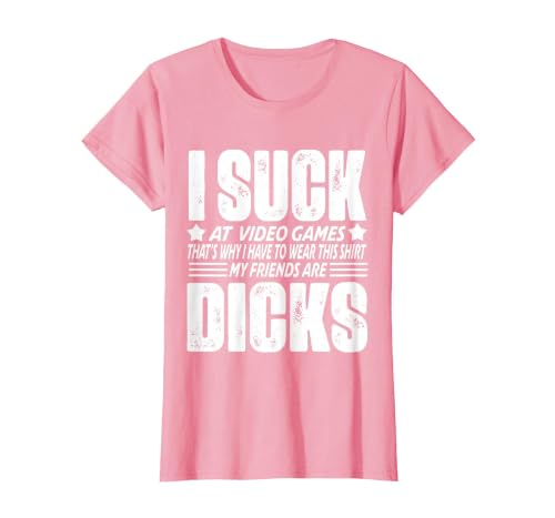 I Suck at Video Games Loser Trophy T-Shirt, Women, Pink, Medium