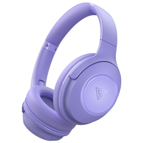 DOQAUS Bluetooth Wireless Headphones Over Ear, 70H Playtime, 3 EQ Mode, Hifi Stereo Bass Headphoens with Mic, Bluetooth 5.3 Foldable Headphones Wireless with Memory Protein Earpad for Phone/PC(Purple)