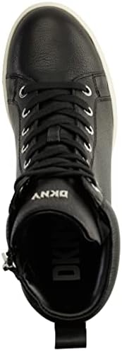 DKNY Women's Essential High Top Slip on Wedge Sneaker, Black/White, 8 | Image 4