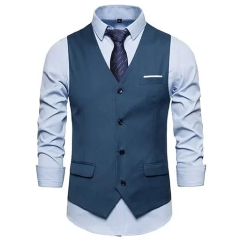 Men's Suit Vest Business Wedding Party Sleeveless V-Neck Solid Color Vest Jacket