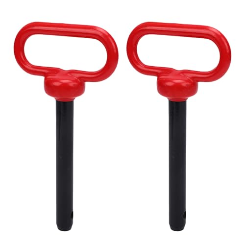 Eujgoov Paquete de 2 Pasadores y Clip de Enganche de Remolque de Acero Al Carbono Resistente con Mango de Goma para Cortacésped, Tractores, Remolques, Vehículos Todo Terreno