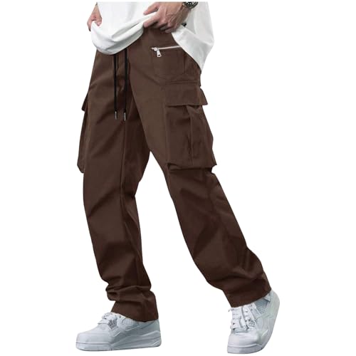 Mens Pants Casual Slim Fit Baggy 2025 Pants Cargo with Multi Pockets Solid Relaxed Fit Trousers Big and Tall Outfit