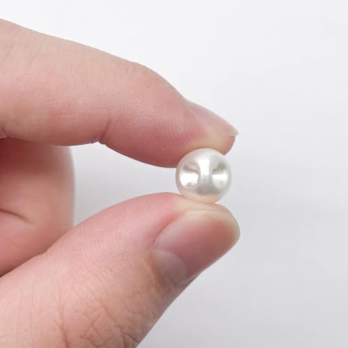 Image of Pack of 15 pcs Round Pearl Buttons with Hole Diameter 10 mm, for Sewing and Art and Craft | White Plastic Pearl Bead Decoration Accessories for Sewing Dress Sweater Skirt Shirt DIY Jewelry Making