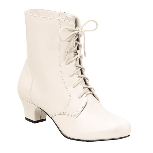 AmeriMark Jada Lace Up Ankle Boots Low Heeled Boots for Women