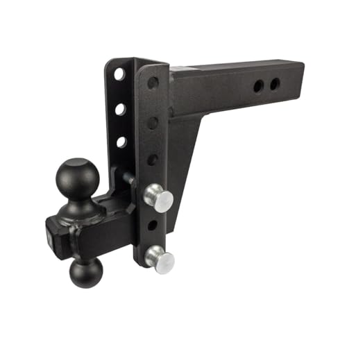 Image of BulletProof Hitches - 2.5 inch Adjustable Heavy Duty Trailer Hitch (22,000 lb. Rating) - 6 inch Drop /Rise Trailer Hitch with 2 inch & 2-5 /16 inch Dual Ball - Powder Coat, Solid Steel, Corrosion-Resistant