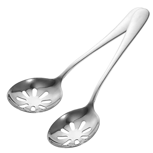 Alipis Set of 2 Small Slotted Serving Spoons Stainless Steel Kitchen Utensils for Fruit Salad Household Use Lightweight