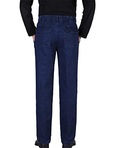 Locachy Men's Elastic Waist Denim Pants Casual Loose Straight Jeans2
