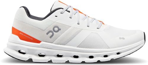Image of On Men's Cloudrunner Sneakers, Undyed-White /Flame, 12 Medium US