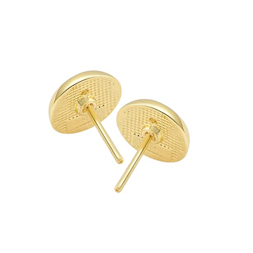 14k Gold Plated Brass Bezel Simulated Pearl Stud Earrings4