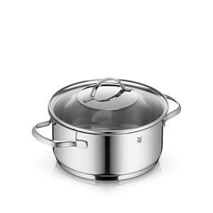 WMF Provence Plus Kochtopf klein 20cm, Glasdeckel, Bratentopf Induktion 2, 5l, Cromargan Edelstahl poliert, unbeschichtet, backofengeeignet