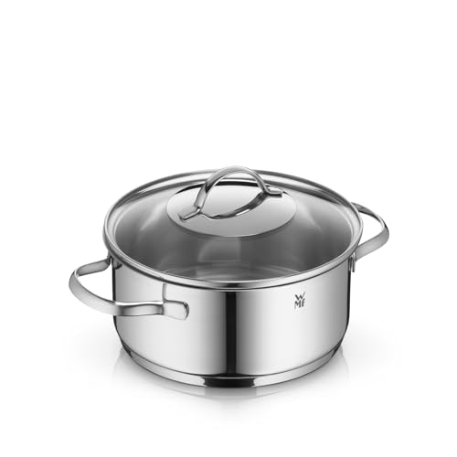 WMF Provence Plus Kochtopf klein 20cm, Glasdeckel, Bratentopf Induktion 2,5l, Cromargan Edelstahl poliert, unbeschichtet, backofengeeignet