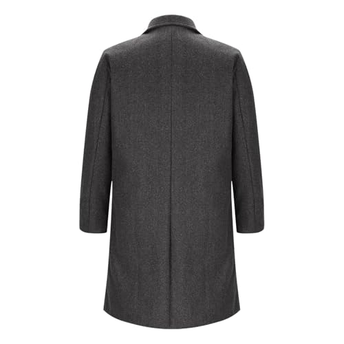 Coat for Men Midi Long Notched Collar Single Breasted Jacket Classic Fashion Slim Solid Color Pea Coat with Pockets4