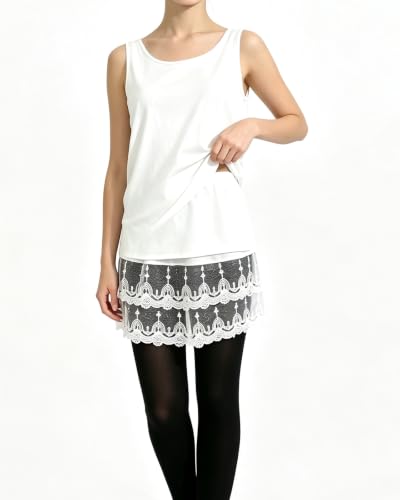 Image of Vanrose Jan Womens Lace Shirt Extender See Through Lace Underskirts Layering Half Slip Clothing Accessories