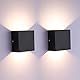 Lightess 2 Stücke Wandleuchte innen LED Schwarz Wandlampe innen Alumm Up Down Wandlicht LED 6W Modern Wandlampe für Wohnzimmer, Schlafzimmer, Flur, Balkon, Treppenhaus Warmweiß 3000K
