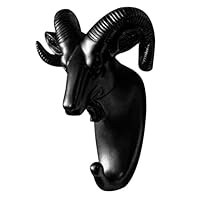 MYXP Black Sheep Head Single Wall Hook / Hanger Animal Shaped Coat Hat Hook Heavy Duty, Rustic Decorative Gift, Black