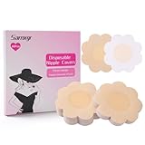 Sarnxgr 60 Pcs Disposable Nipple Covers,Nipple Covers for Women,Upgrade ultra-thin invisible nipple patches and breast pads,Pasties, Petals Nipple Covers