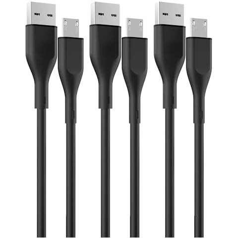 Micro USB Cable 3-Pack 6ft Android Charger Cable, Fast Charging Cable Cord for Samsung Galaxy S7 S6 S7 J7 Edge S5, Note 5 4, LG G4, HTC, PS4, Camera, MP3 (USB 2.0 - Black) Cover