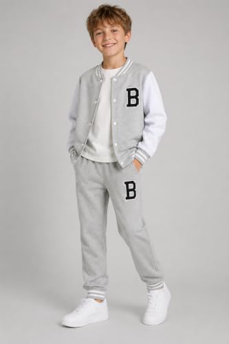 Image of Cakaner Boys Color Block Button Down Shirt and Jogger Pants Button Up Sweatsuits Sets (Size: 5-12T)
