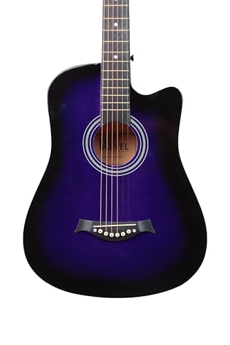 Image of Revel 38 Inch Glossy Acoustic Guitar for Beginners and Professionals with Signature Guitar Feel, Westwood Guitar Style Set with Picks. (VIOLET)