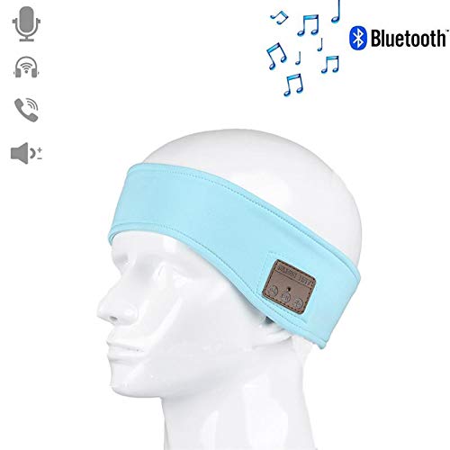 ChenFec Bandeau Bluetooth sans fil pour sport Unisexe Casque de sommeil Casque stéréo intégré avec micro mains libres, Bandeau Bluetooth Bleu