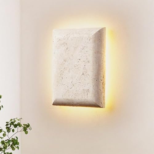 Luminaire wabi-sabi en pierre naturelle carrée pour ambiance douce de chambre