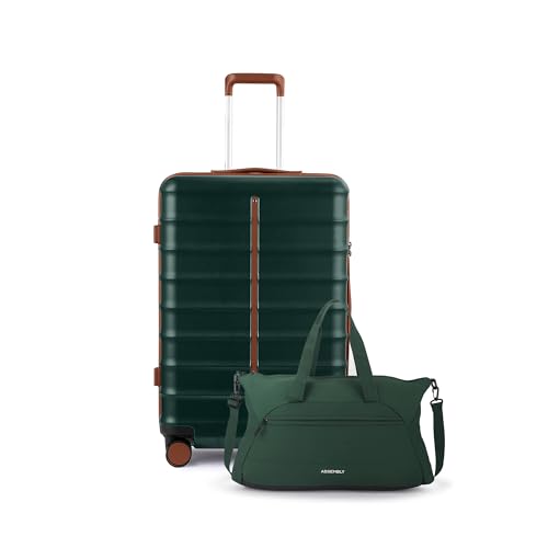 Image of Assembly Premium 24 Inches Check-in Trolley Bag | Polycarbonate Luggage with 3 Packing Organisers with Overnighter Duffle Bag for Men and Women | 80L + 40L | Green | Odyssey
