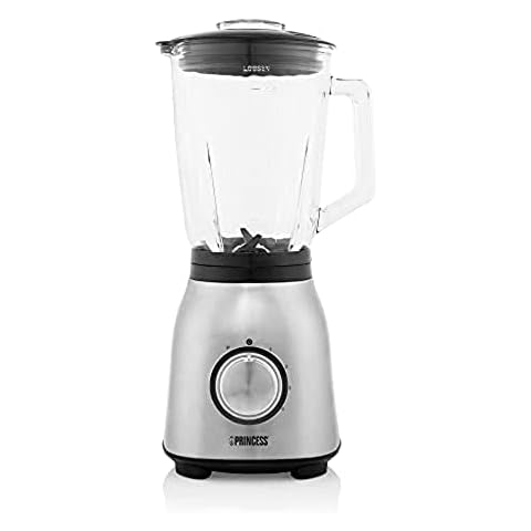 Princess Standmixer - 4 Geschwindigkeitsstufen, Impuls-Funktion, 6 Klingen, 1000 Watt, 1,5 Liter Glas Krug, gebürstet Edelstahl, 212091, rostfreier stahl Cover