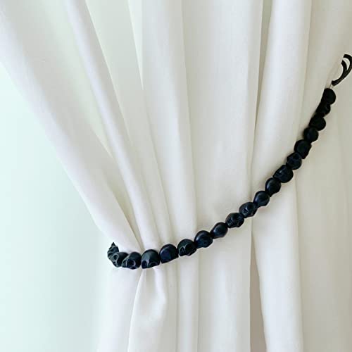 ZILucky 2 Stück Totenkopf Vorhang Raffhalter Naturstein Drape Raffhalter Fensterbehandlung Halloween Deko Moderne Wohnkultur Zubehör (Schwarz) Cover