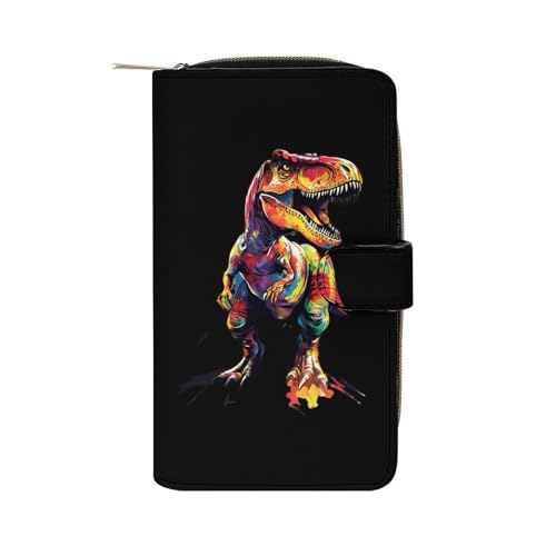 Colorful Dinosaurs Long Wallet for Women Men Purses Coin Pouch Credit Card Holder Organizer