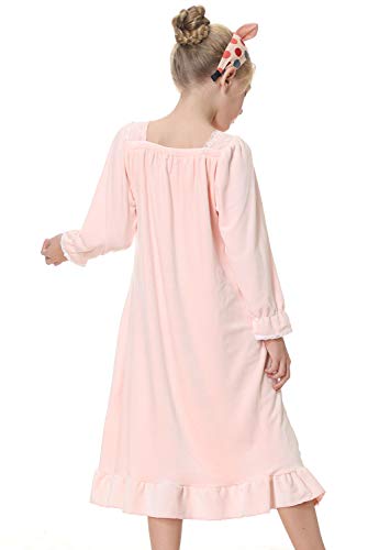 Girls Princess Nightgown,Winter Long Sleeve Flannel Nightdress Pajamas Dress Kids 3-12 Years2
