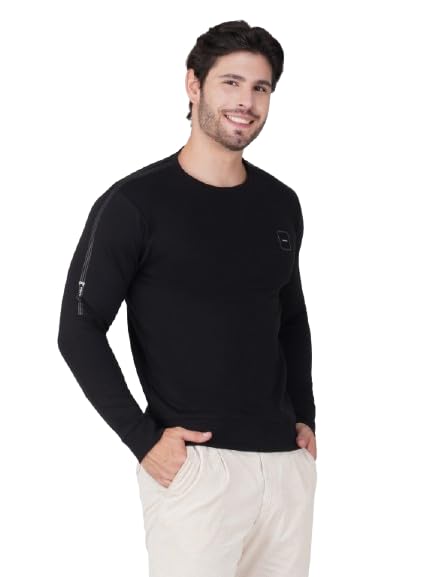 proriders Men’s Premium Mercerised Cotton Sweatshirt | Solid Pullover with Cotton Lycra Blend | Warm and Stretchable with Ribbed Cuffs & Hem-picture-50