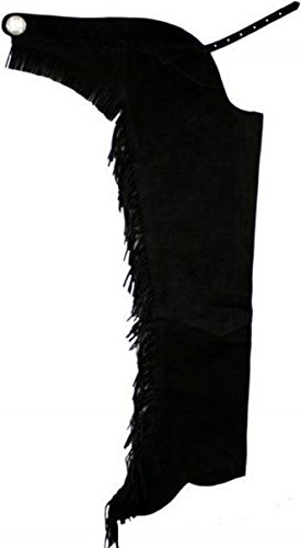 Showman Adult Suede Leather Chaps with Fringe (Black - Extra Extra Large)