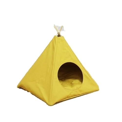 猫キャンプ テント 帆布 11号 ペットテント 5角形[マスタード]