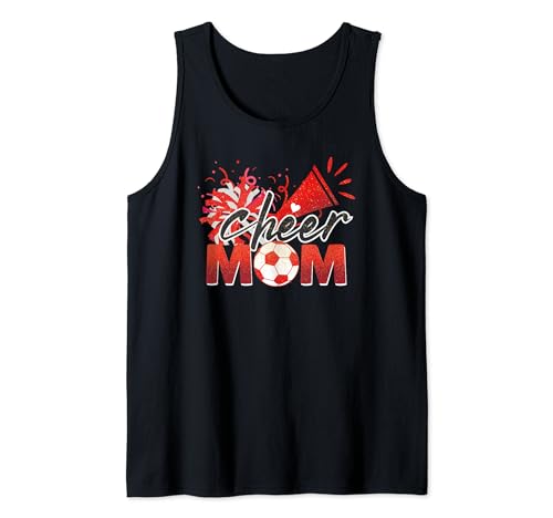 Cheer Mom Soccer Sport Football Lover Pom Party Gritar Divertido Camiseta sin Mangas