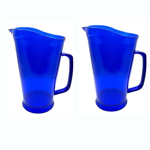 Party Outlaw 2 Pack 60oz Plastic Pitcher Restaurant-Grade Polycarbonate For All Drinks, Reusable & Dishwasher Safe Great for Beer, Juice, Sangria and More Dark Blue