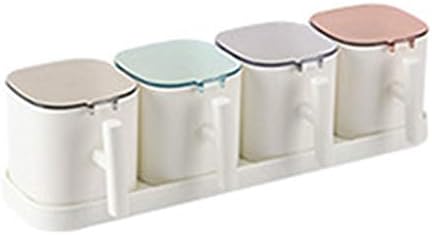 shadiao Seasoning Rack Spice Pots 3/4 Piece Seasoning Box Set Moisture-proof Seasoning Containers for Spice Salt Sugar Cruet with Lids and Spoon