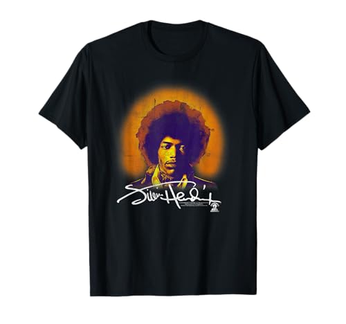 Jimi Hendrix Halo Portrait with Signature Vintage Band Camiseta