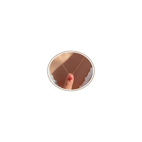 Aswinfon Tiny Red Mushroom Necklace 18K Dainty Small Cute Charm Pendant Necklaces For Women Teens Hers Best Gift