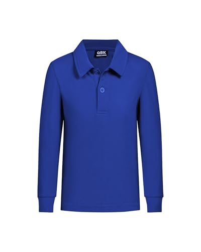 QBK Toddler to Youth Boys' School Uniform Pique Polo Shirts Kids Long Sleeve Collared Golf Shirt (Royal Blue 5T)