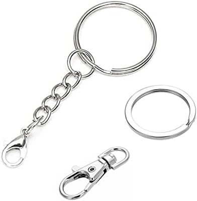 44Pcs Carabiner Keychain,Split Key Ring with Chain and Open Jump Rings, Detachable Lock Key Chain Key Split Ring Clips with Key Rings for Hanging Crafts Suppliers Jewellery Craft