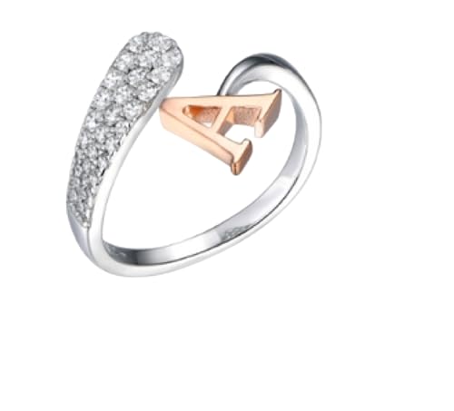 Phoenixjewel 1 Ct Round Simulated Diamond Custom Name A Gift Ring For Unisex Open Band Cluster Ring 14K Two Tone Gold Finish 925 Sterling Silver Handmade Customized Anniversary Ring Gift For All