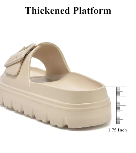 Image of Haifago Womens Platform Sandals with Arch Support, Summer Beach Slides with Adjustable Buckle, Comfort Lightweight Chunky Cushion Slip on Sandal