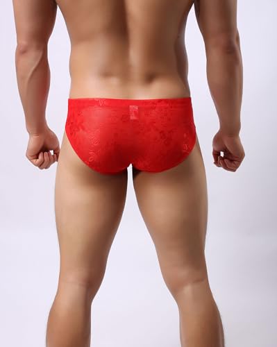 Mens Mesh Underwear Sexy Briefs Lace Pants With Soft Bulge Pouch Soft Breathable Cheeky Underpants For Men M-2XL3