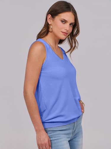 Image of ANRABESS Women Tank Tops Summer V Neck Sleeveless Casual Loose Fit Cute Cami Basic T Shirts Solid Tees 2026 Trendy Outfits
