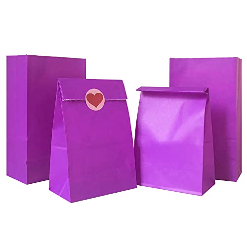 Artseen Party Favor Paper Bags for Party Celebration Treated Paper Bags 5.10X3.10X9.4 inches(24 CT) (Purple)