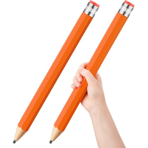 Lápices gigantes de madera 16 pulgadas x2 naranja miniatura 1