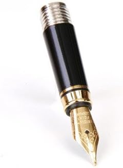 Lanier Pens Pluma estilográfica clásica de metal negro y dorado, punta media