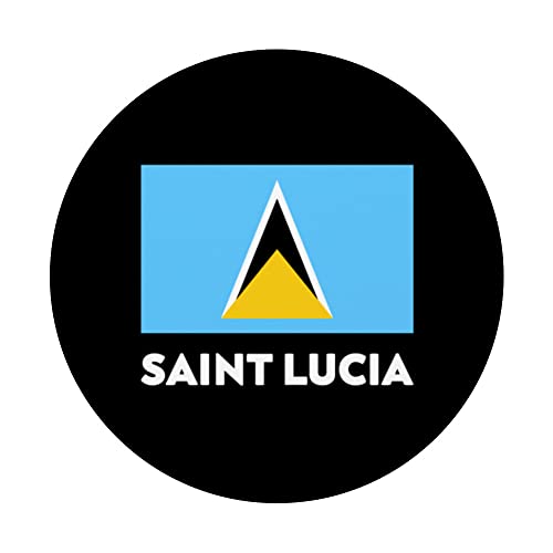 Saint Lucia Flag (St. Lucia) PopSockets Swappable PopGrip, Black - Image 3